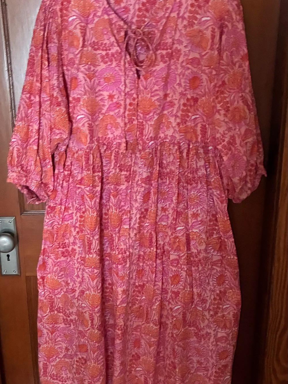 Vibrant Pink & Orange Floral Boho Dress
